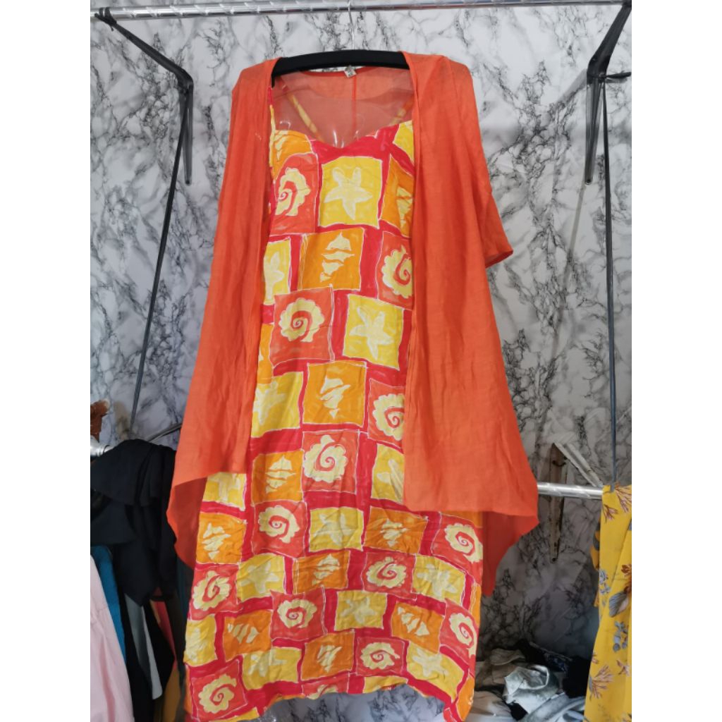 long dress pantai+outer tali silang belakang