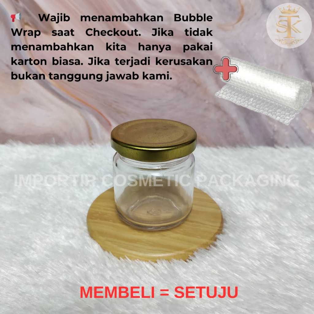 Jar Kaca Bulat Toples Kaca Bulat Gold 100ml