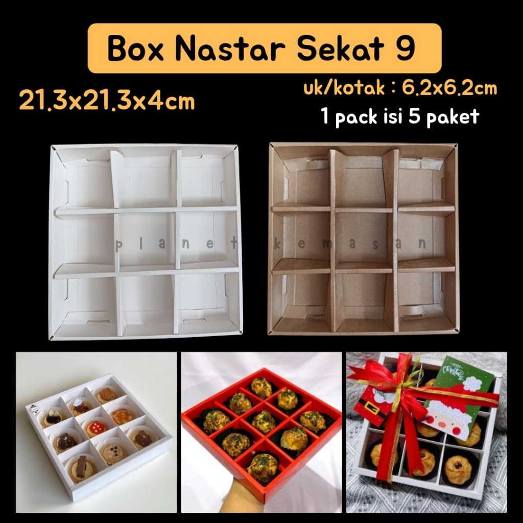 

[ISI 5pc] BOX NASTAR SEKAT 9 DUS SEKAT 9 KRAFT COKLAT BOX KUE KERING SEKAT 9
