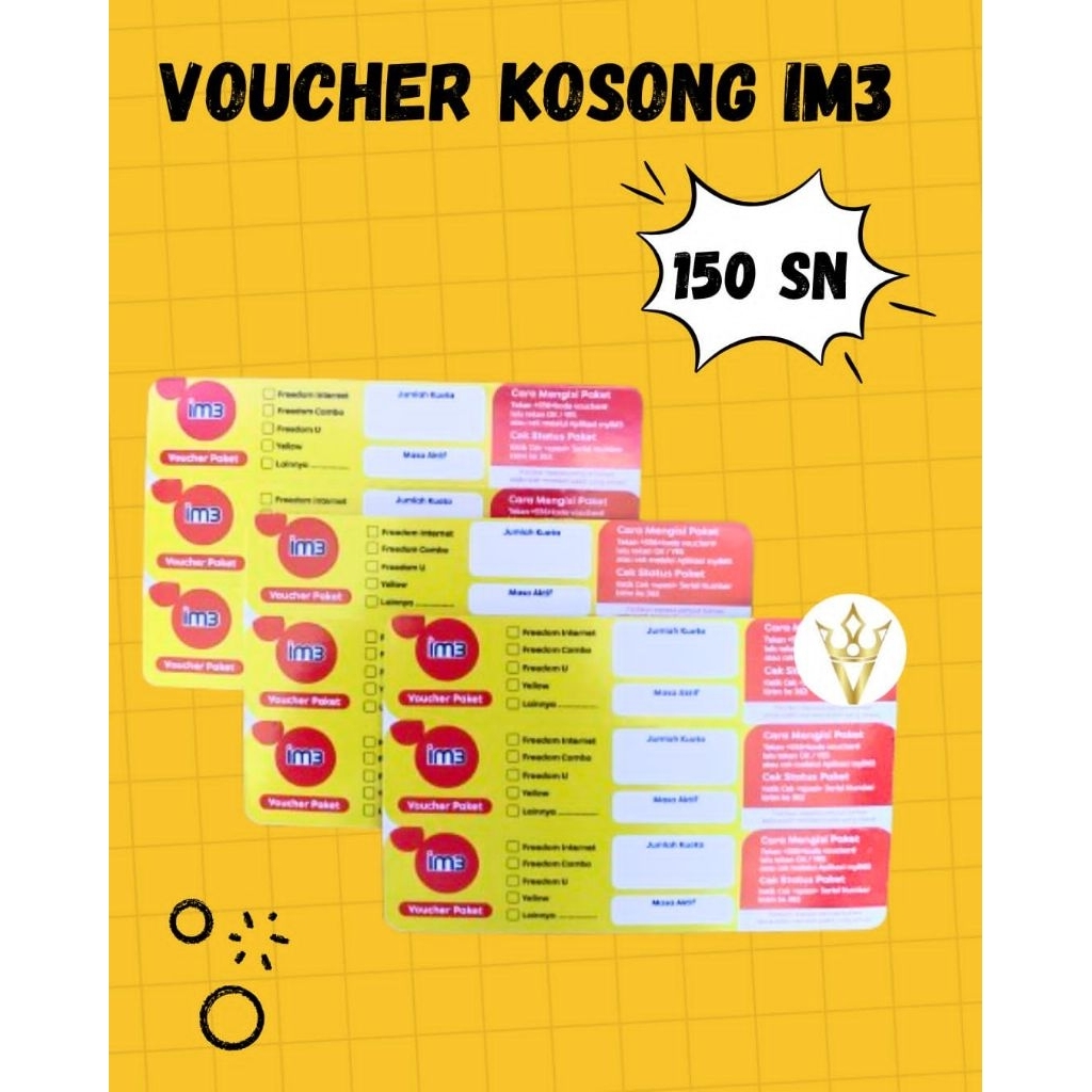 Voucher kosong Indosat im3 150 sn murah lokal jabar / voucher zero Indosat im3 1 ikat 3 in 1 / vouch