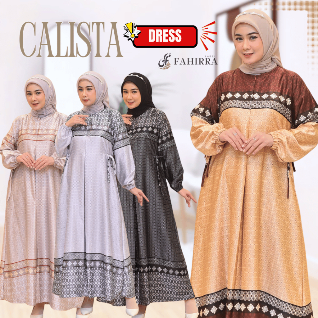 Gamis CALISTA Bahan Silk Premium Untuk Pesta Kondangan ukuran Jumbo Terbaru Murah