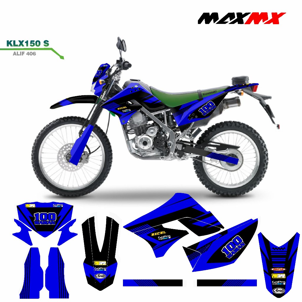 Decal Klx 150 S biru hitam