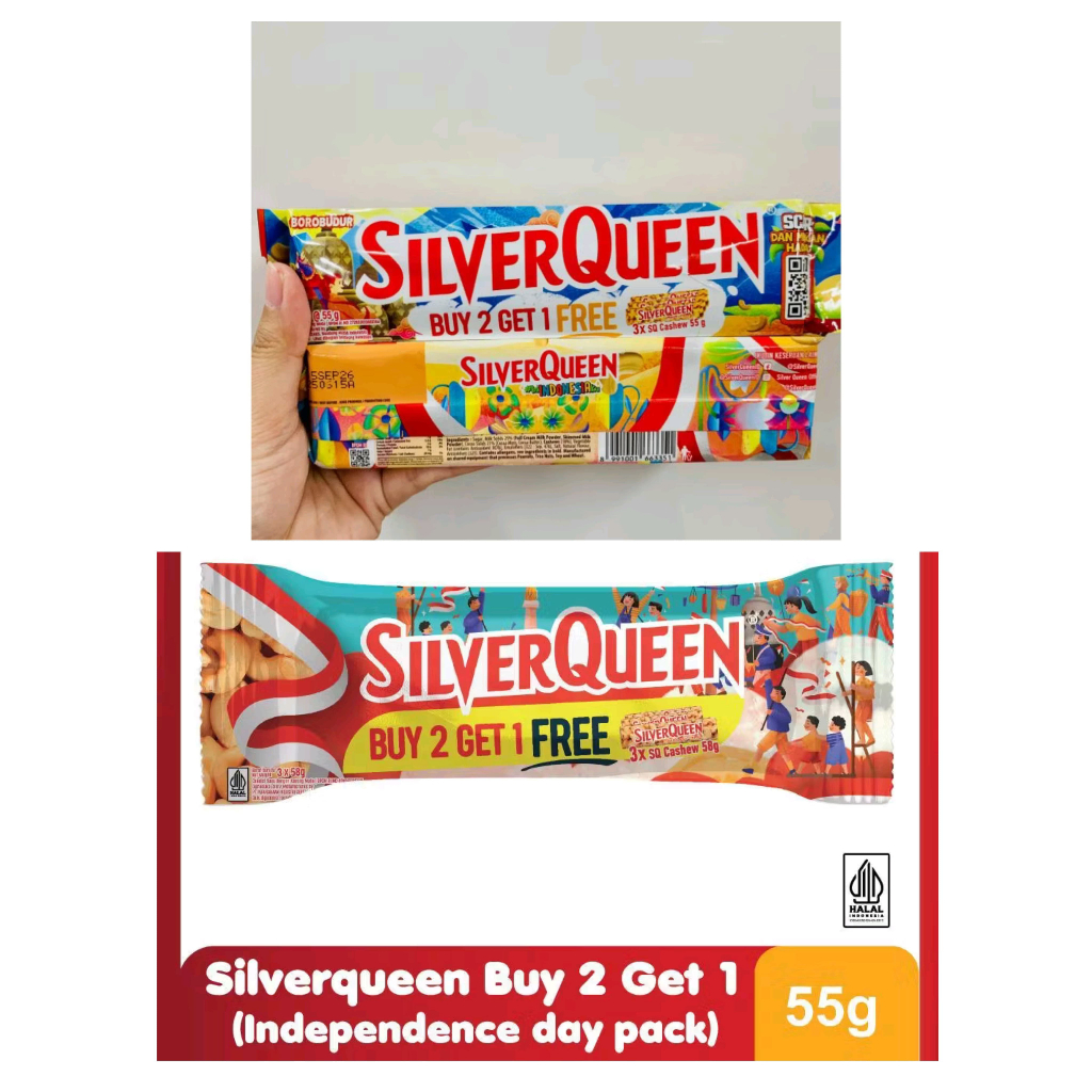 

COKELAT SILVERQUEEN Edisi Kemerdekaan 3x55gr/Silverqueen 58gr/Silverqueen Edisi Valentine Day 2x58gr/Silverqueen buy 2 get 1 3x58gr