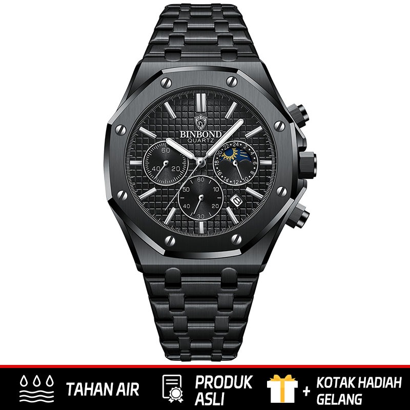 BINBOND Men Watch Luxury Business Sports Luminous Clock Waterproof Quartz Watch