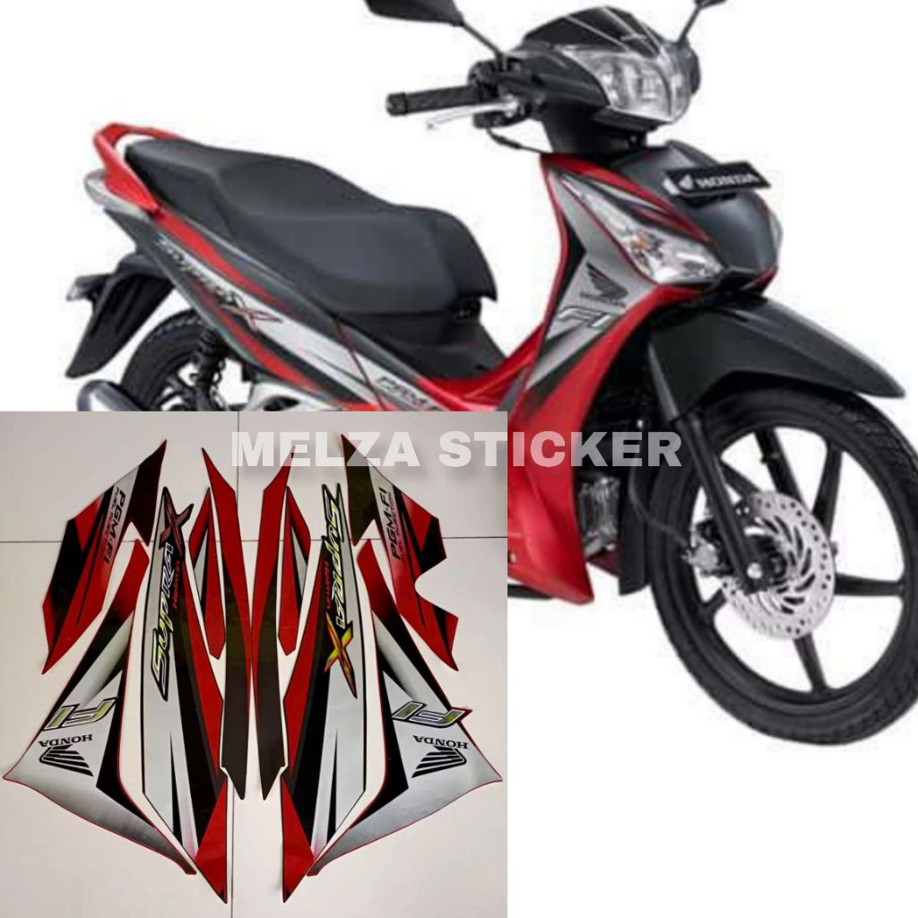 Stiker Striping Lis Body Motor Supra X 125 Helm in 2012 Fi Merah