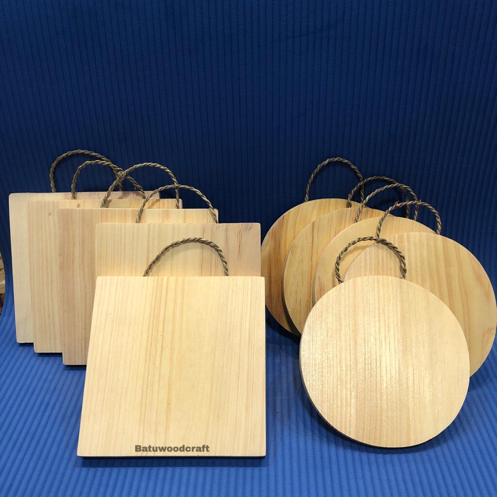 Souvenir 15cm Talenan Tali 15cm Bulat / Kotak Talenan Gantung Talenan Kayu Pinus