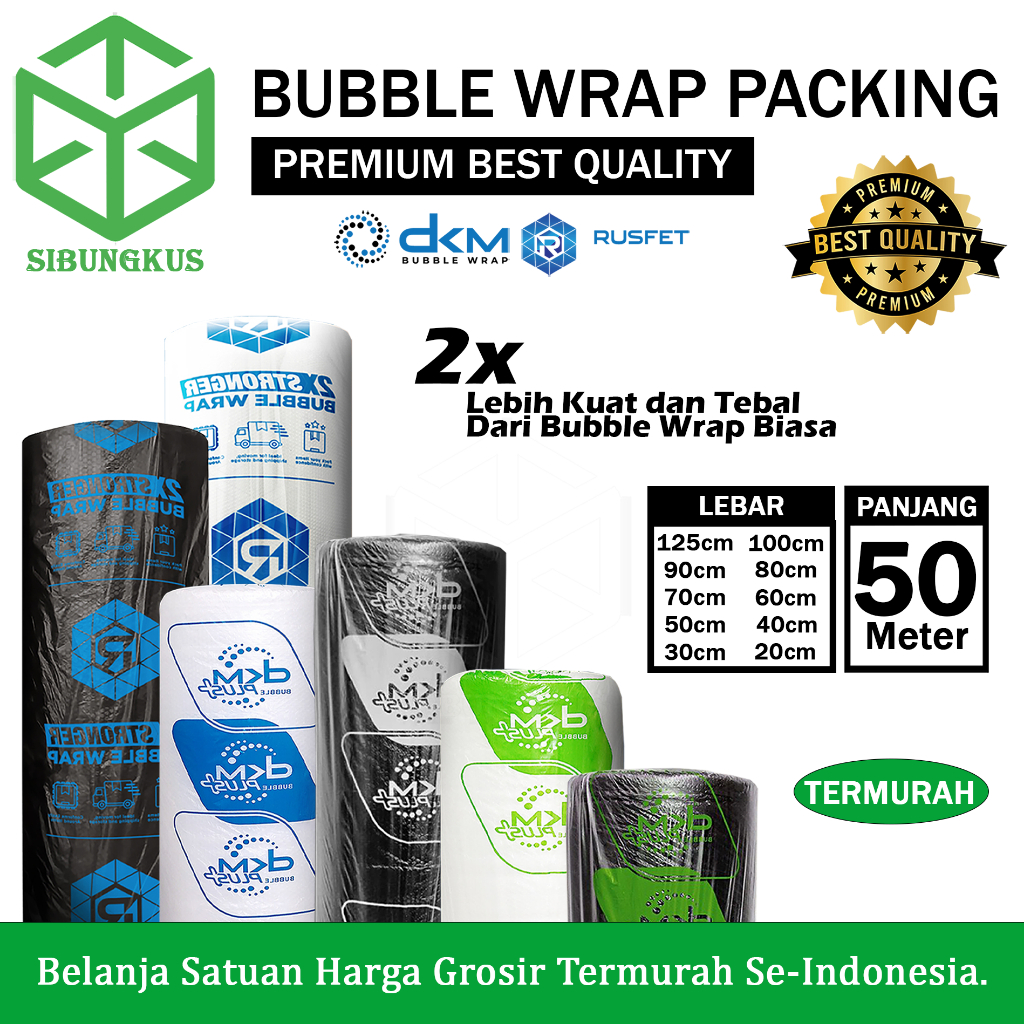 

Bubble Wrap DKM Plus Premium Quality Termurah Plastik Bubblewrap Packing 125cm X 50m Roll 40cm 30cm x 50m