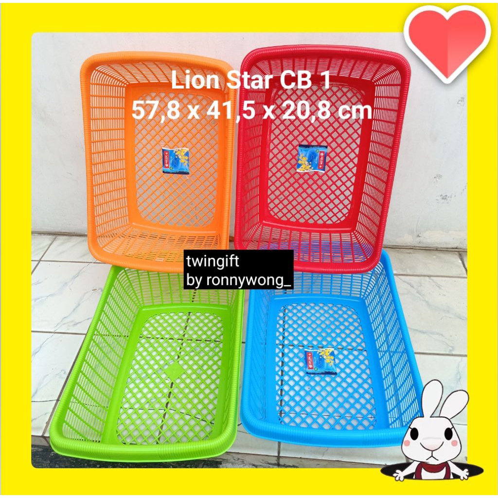 Keranjang serbaguna, keranjang pakaian plastik, Lion Star, CB 1.
