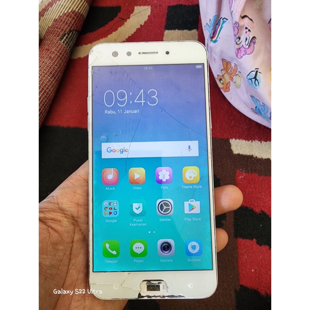 hp gamling oppo f3 minus lcd retak + tombol home