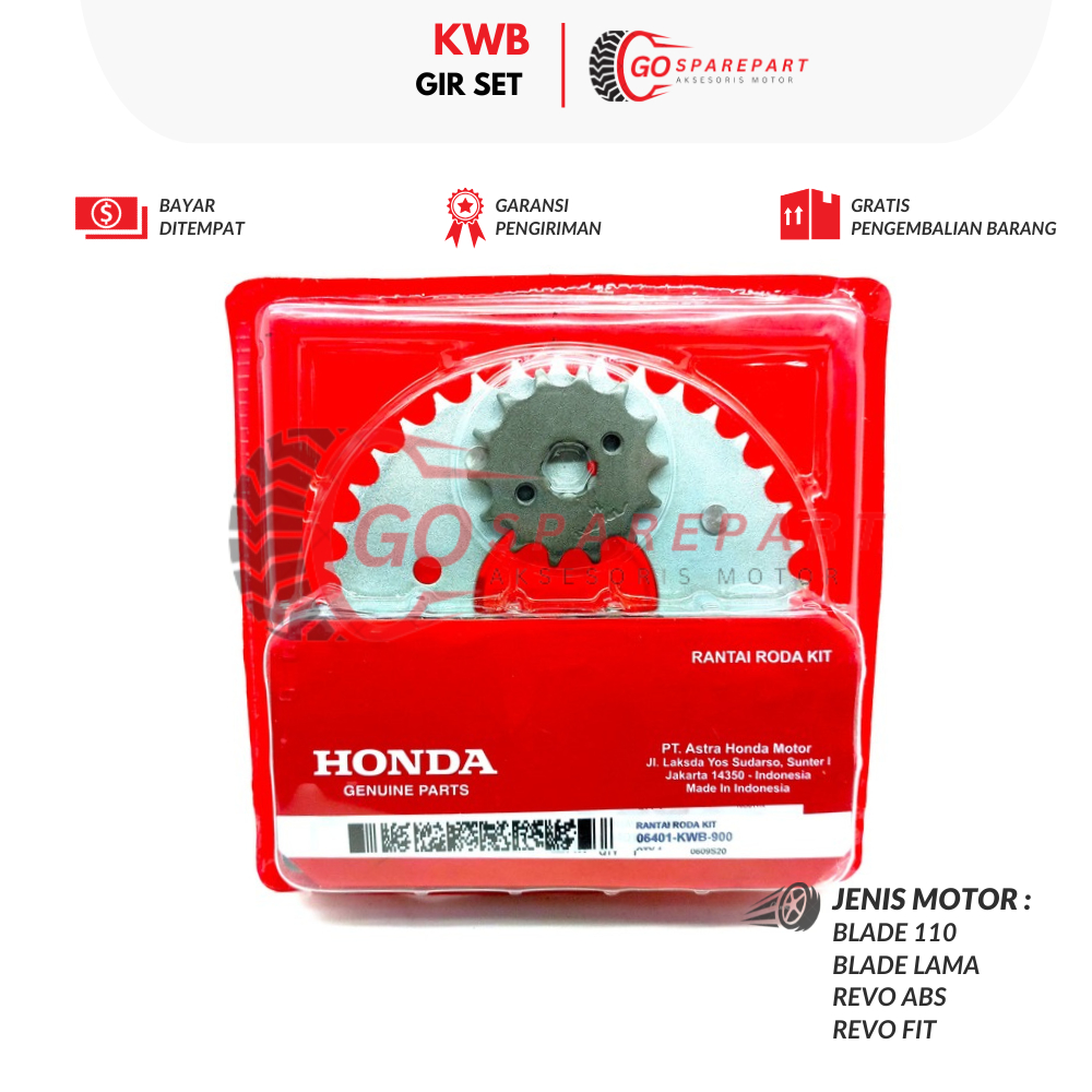 KWB GIR SET MOTOR HONDA BLADE / GEAR SET MOTOR REVO ABS / RANTAI GIR / PAKET GIR RANTAI / GEAR GIR S