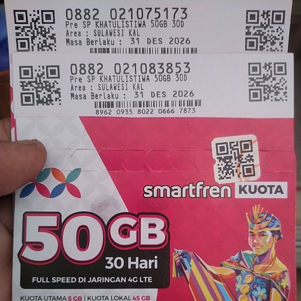 perdana Smartfren 50gb full sebln area kalbar