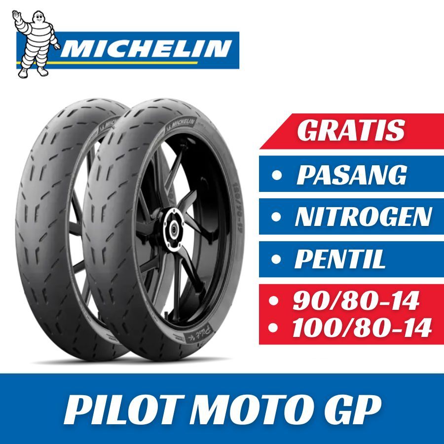 Paket Ban Motor MICHELIN PILOT MOTO GP 90/80-14 & 100/80-14 Tubeless Ban Depan Belakang Motor Matic 