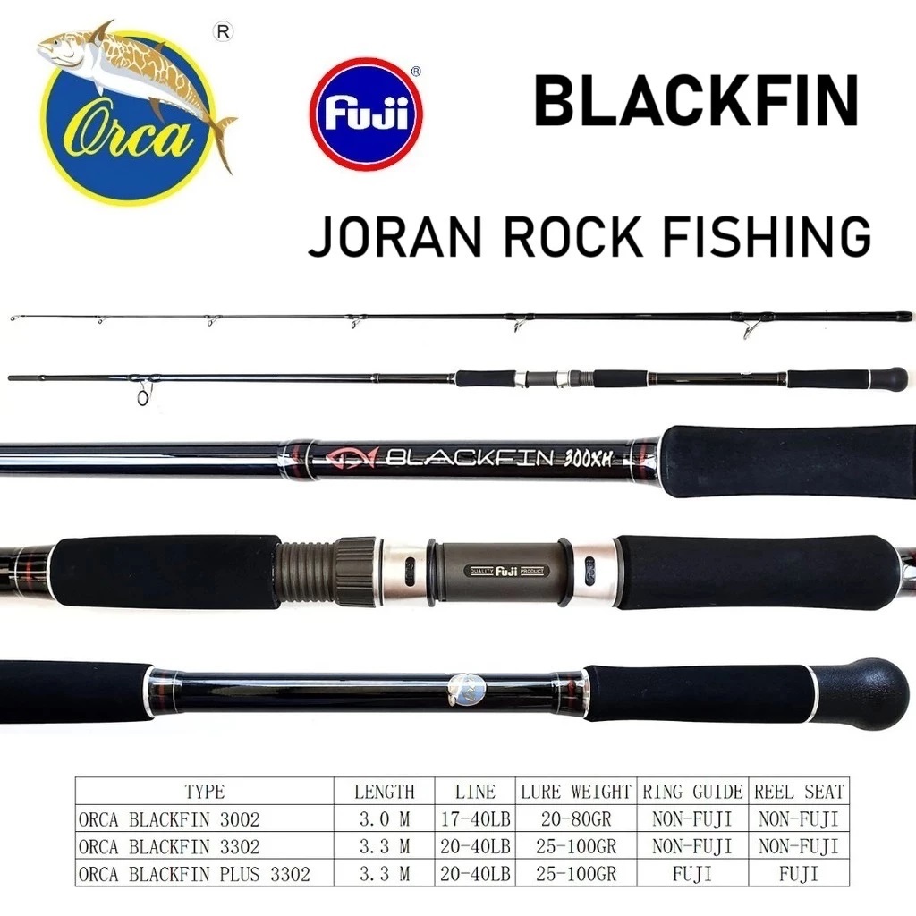 Joran Orca Blackfin Karangan 300 330cm 40LB sambung 2 Carbon Fuji dan non fuji rock fishing
