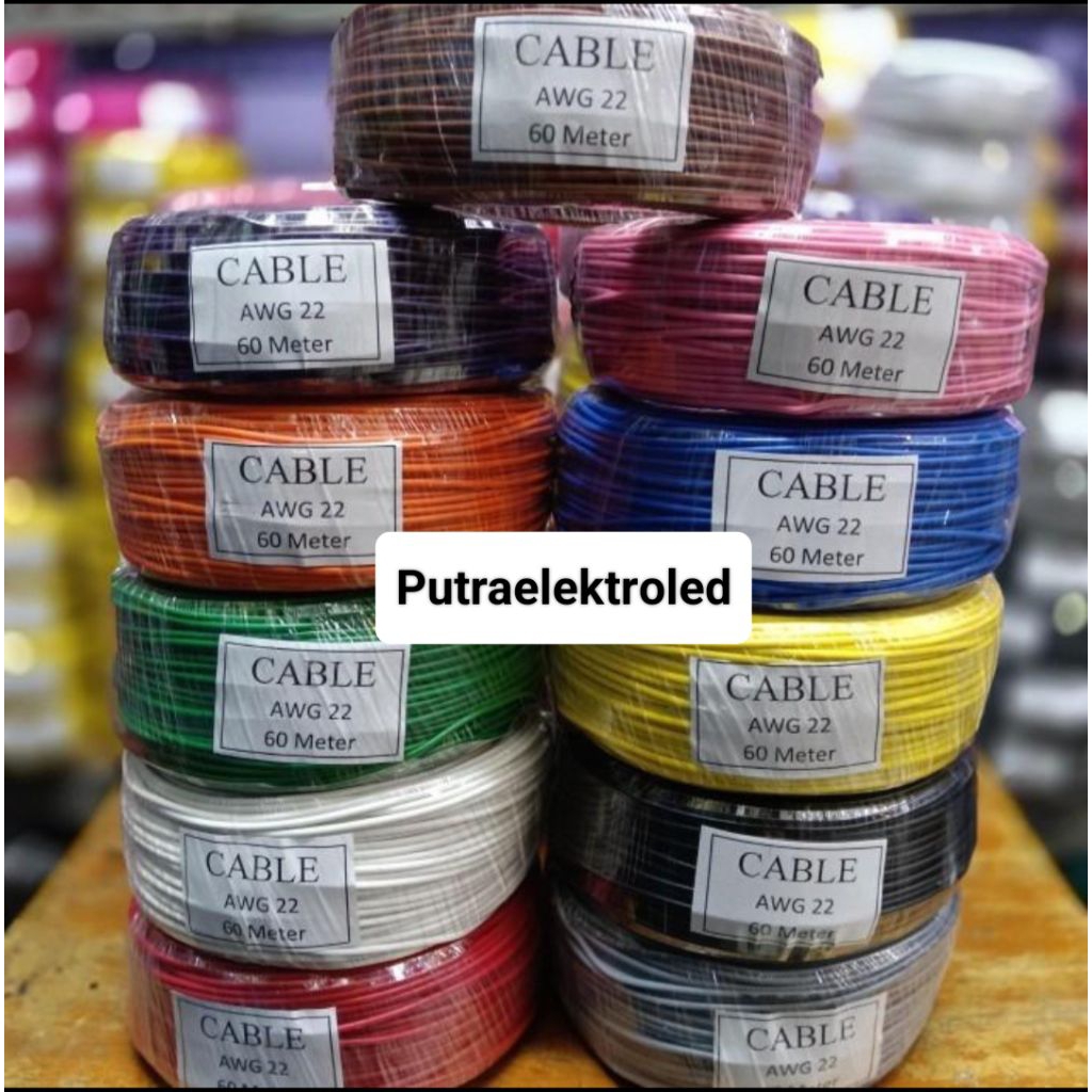 Kabel 22 Awg 60meter Serabut Tembaga / Kabel 22Awg