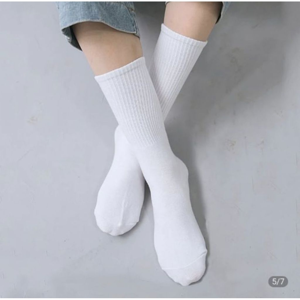 kaos kaki putih polos wanita/pria sekolah panjang bahan tebal