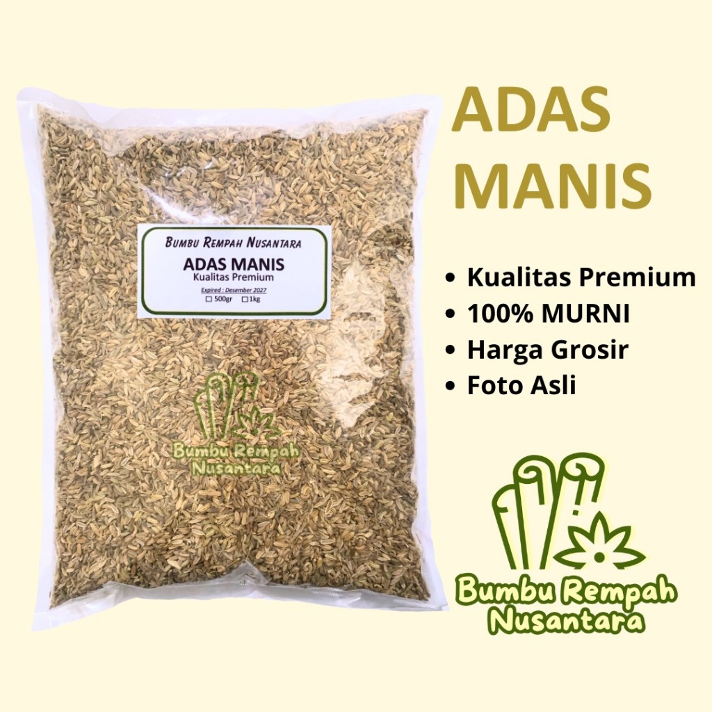 

Adas manis 500g 1kg - Rempah Asli Murni | BUMBU REMPAH NUSANTARA | Bumbu Dapur Nusantara Grosir Murah