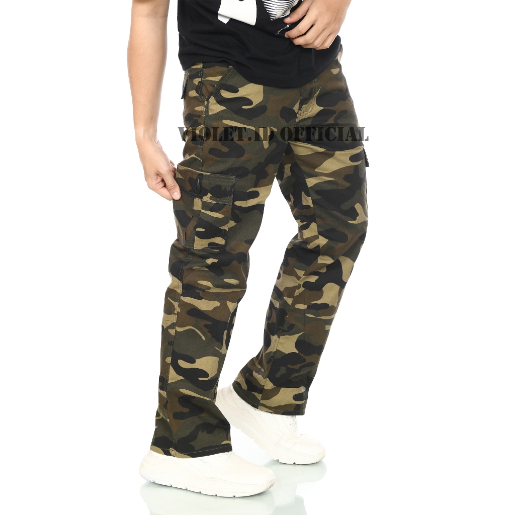 Celana Loreng Panjang Pria Cargo Camo / Cargo Pants Loreng / Carpenter Pants Loreng