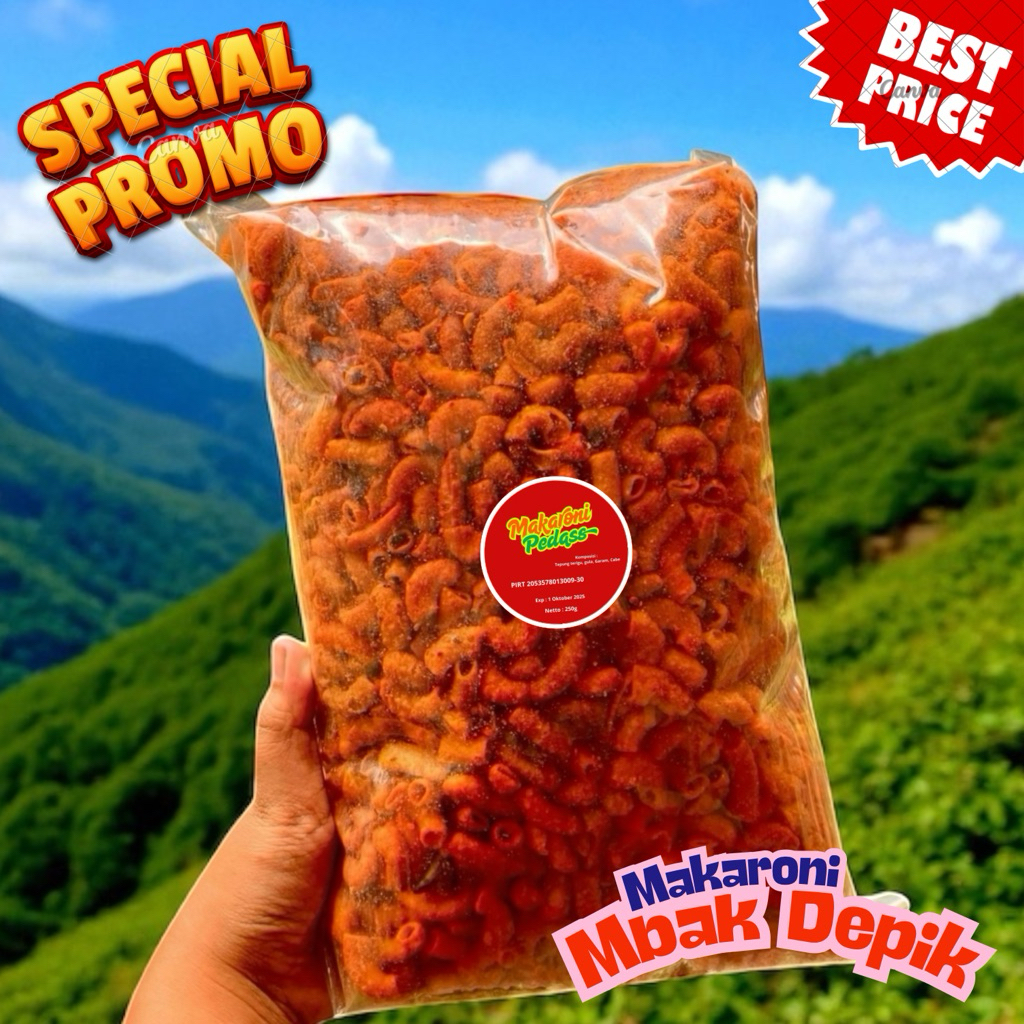 

Makaroni Pedas 250g Paket Ekonomis Cocok Buat Jual Lagi, Reseller atau Oleh-oleh Buat Teman dan Keluarga