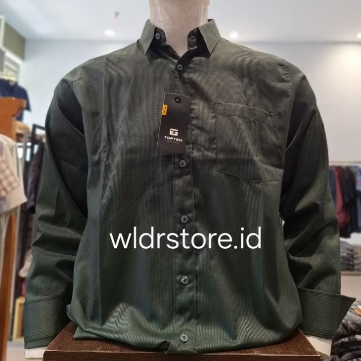 KEMEJA PRIA KATUN SALUR BRAND TOP TEN ORIGINAL LENGAN PANJANG PLS0782