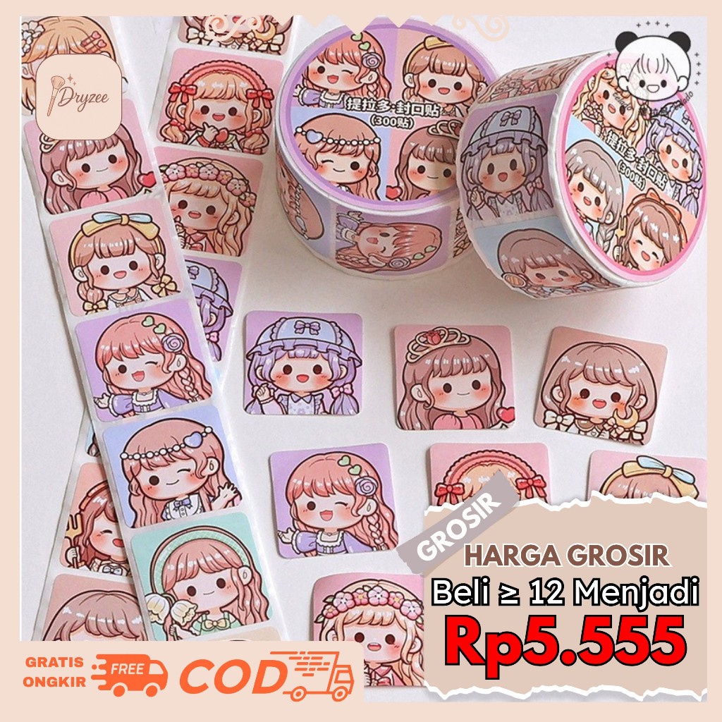 

300 pcs Stiker Roll Label Lucu Cantik Dekorasi Dinding Dekorasi Case Dekor DIY Dodogirl TLD138