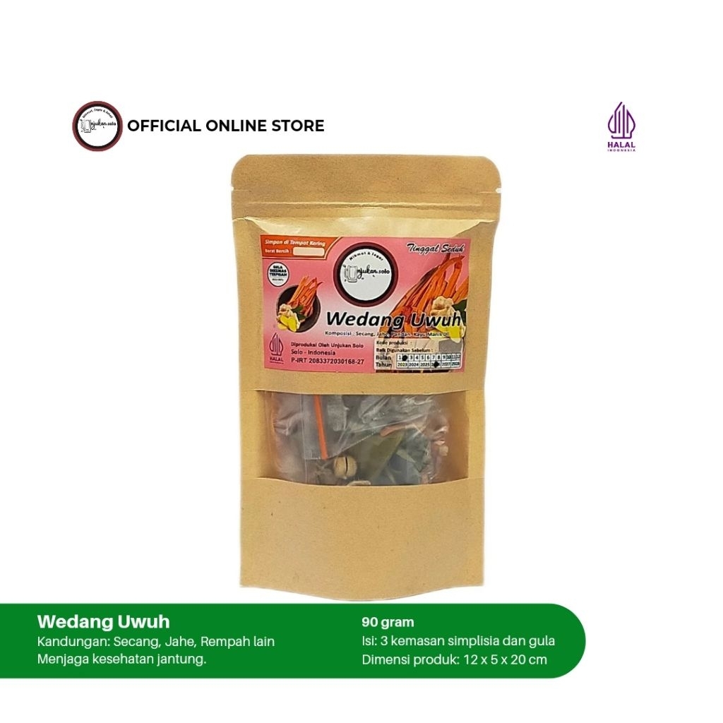 

Wedang Uwuh Pouch Unjukan Solo/ Secang dan Rempah lain/ Pereda gejala flue/ Penghangat badan
