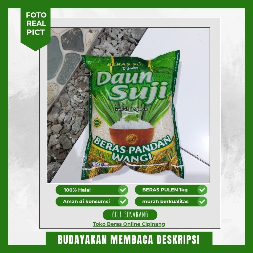 

beras pulen 1kg kemasan daun suji