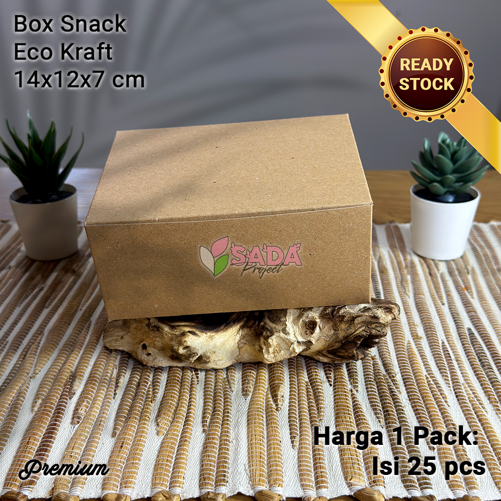

Box Untuk Snack atau Kotak Cemilan/Kue/Roti/Pastry, Food Grade Eco Kraft Uk 14x12x7 cm (isi 25pcs)
