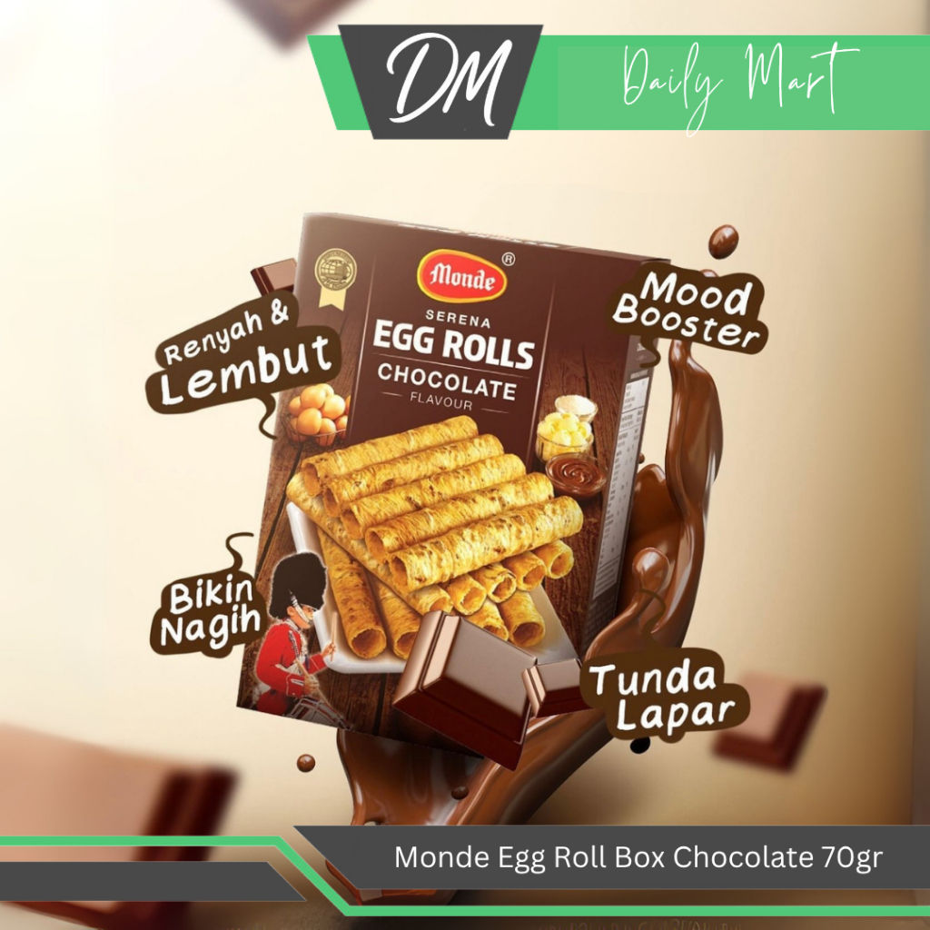 

Monde Egg Roll Box 70gr Alll Varian Pandan/Coklat/Original - Snack Premium Enak Murah Bergizi