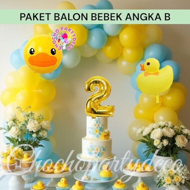 Paket Balon BEBEK ANGKA B / Dekorasi Ulang Tahun BEBEK