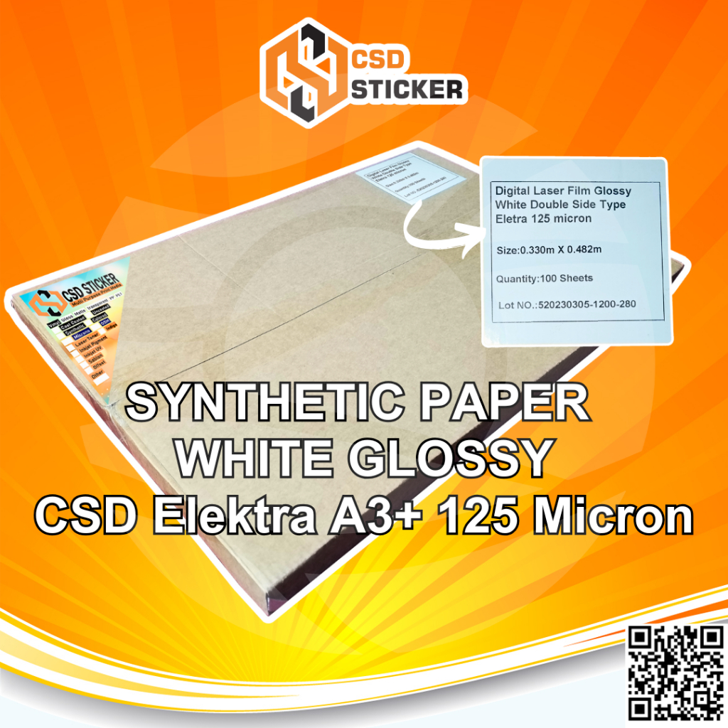 

CSD Elektra 125 Micron Synthetic Paper White Gloss Matte Seperti LMO/YUPO Anti Air - Pack