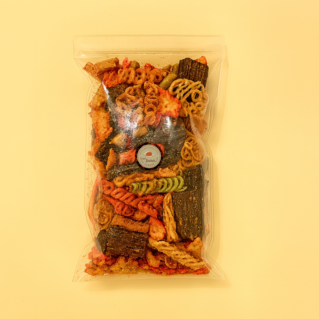 

Kerupuk Seblak Campur Bumbu Kacang Pedas 250gr Camilan Krupuk Mix Lotek