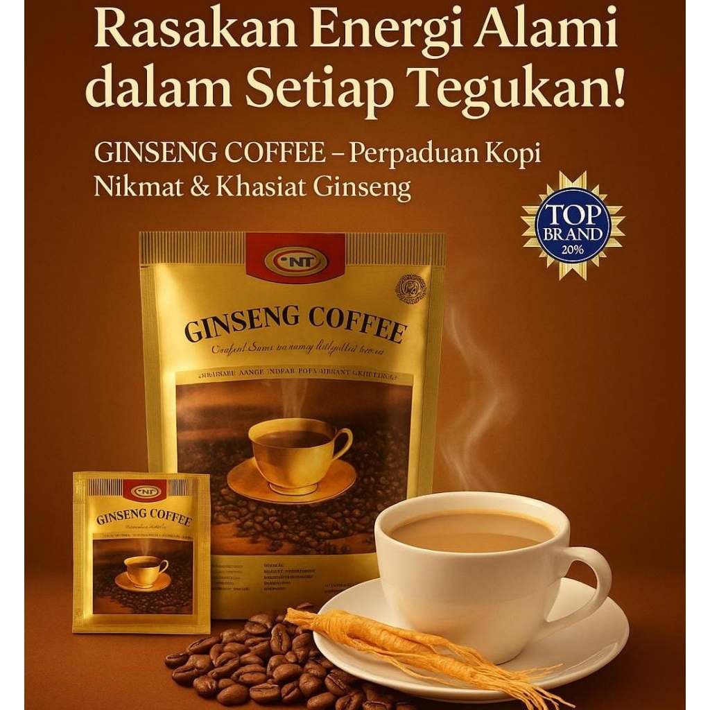

Kopi Ginseng CNI Coffee Merah Biji Gula Arabika & Robusta Top Brand