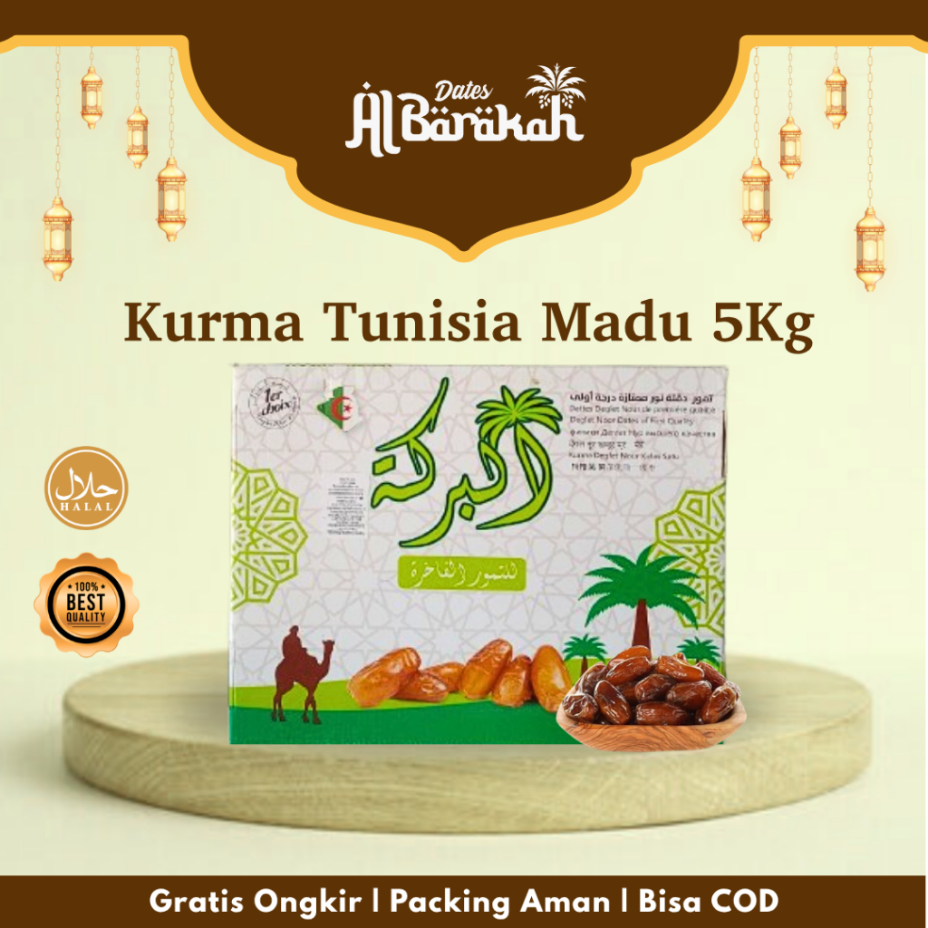 

Kurma Tunisia Madu Al Baraka Palm Dates Deglet Noor Premium Kemasan 5Kg Original Oleh Oleh Haji