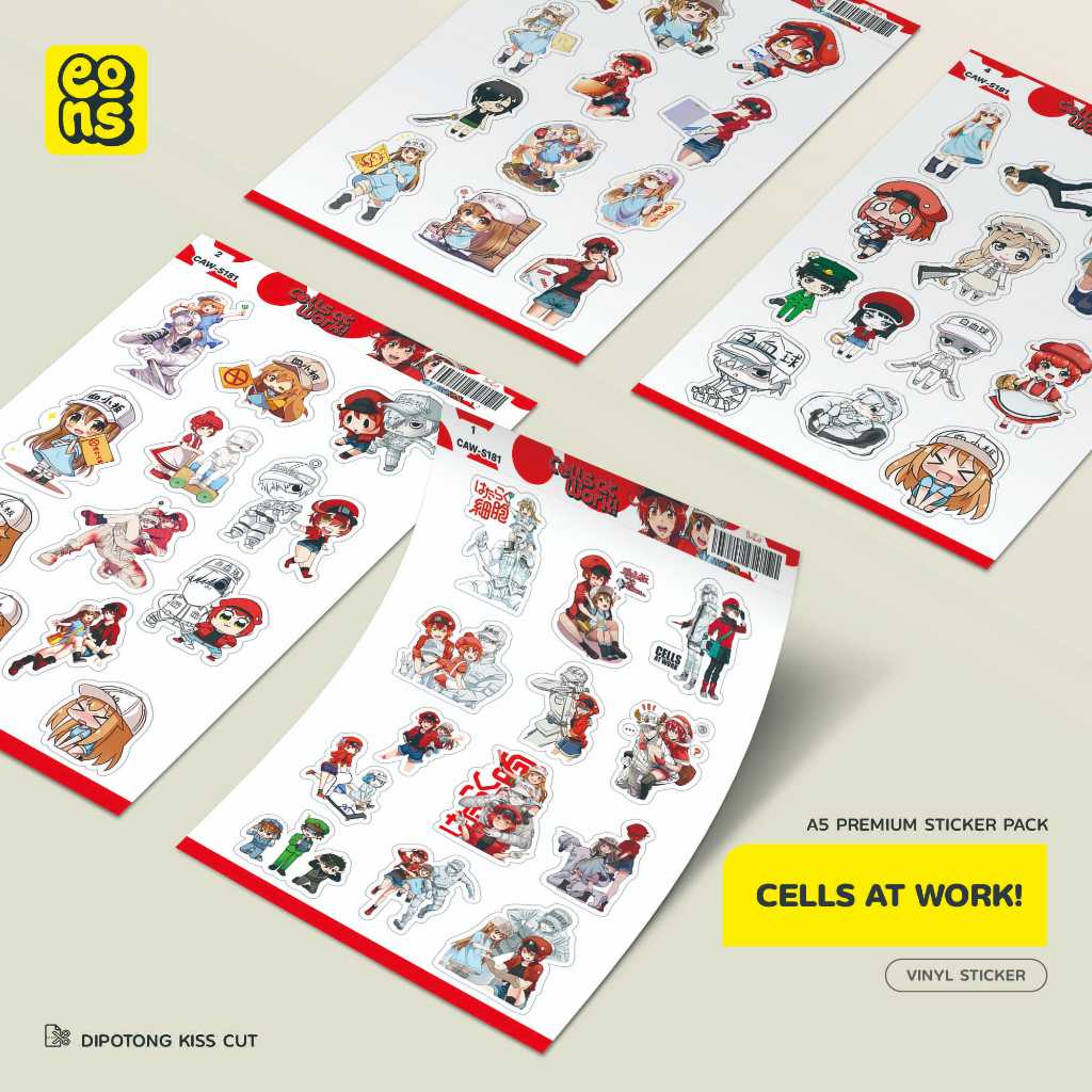 

Stiker Pack Anime CELLS AT WORK Waterproof Aesthetic- untuk Laptop, Motor, dan Helm - Paper Stationery