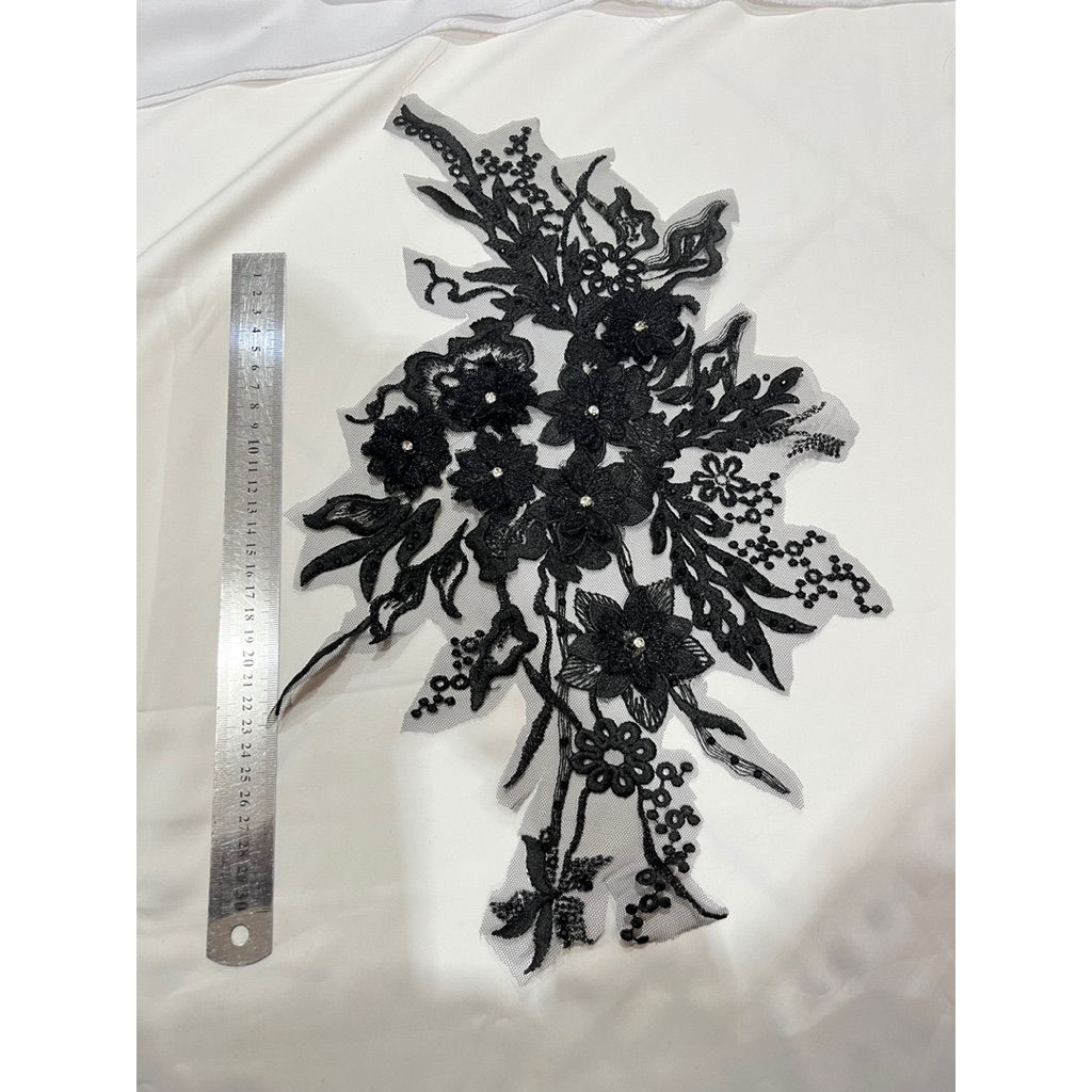 RENDA BUNGA 3D lebar/renda bahan borkat bunga timbul premium