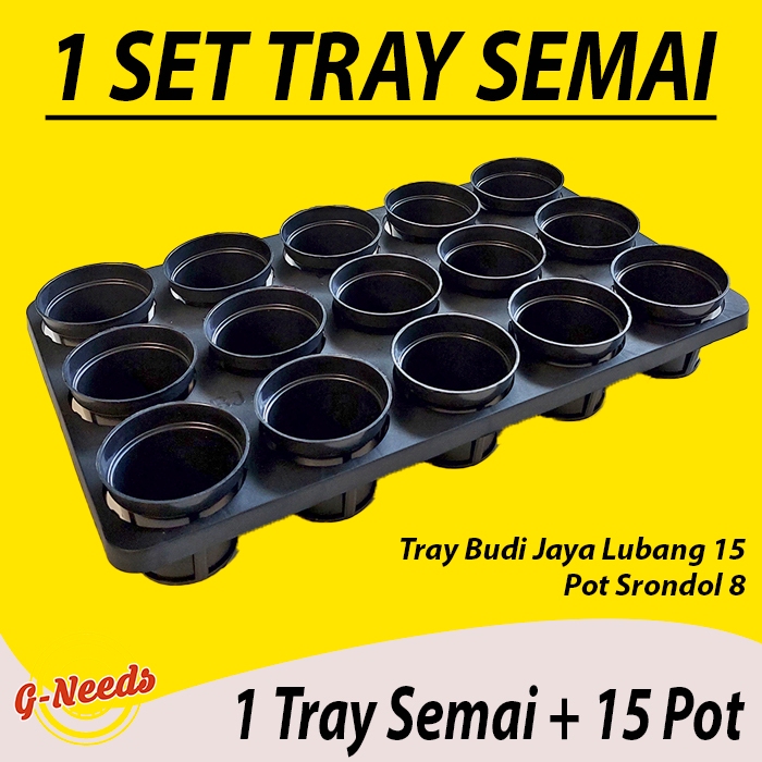 1 Set Tray + Pot Semai Lubang 15 Budi Jaya Pot Srondol 8 Semai Bibit
