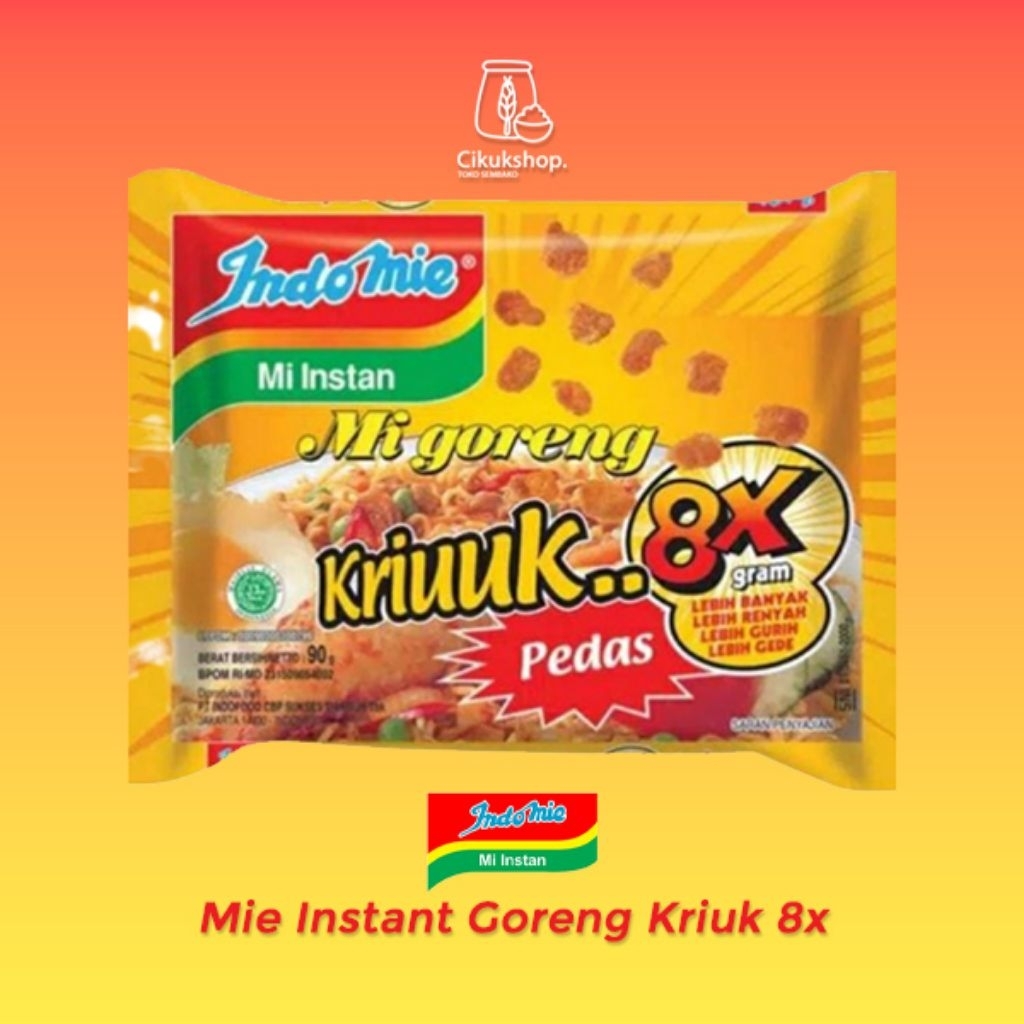 

Indomie Goreng Kriuk 8x Pedas 90 gr - Mie Instant Kriuk 8x Pedas 90 gr - Indomie Kriuk 8x Pedas 90 gr