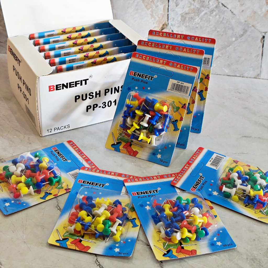 

ECER ( 1 PAD x 30 PCS ) Push Pin Benefit PP-301 Jarum Tekan Benefit