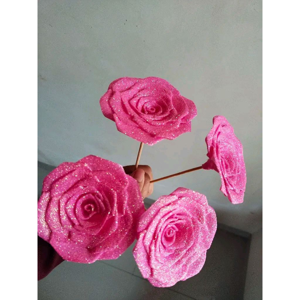 bunga satin gliter / bunga pita satin gliter