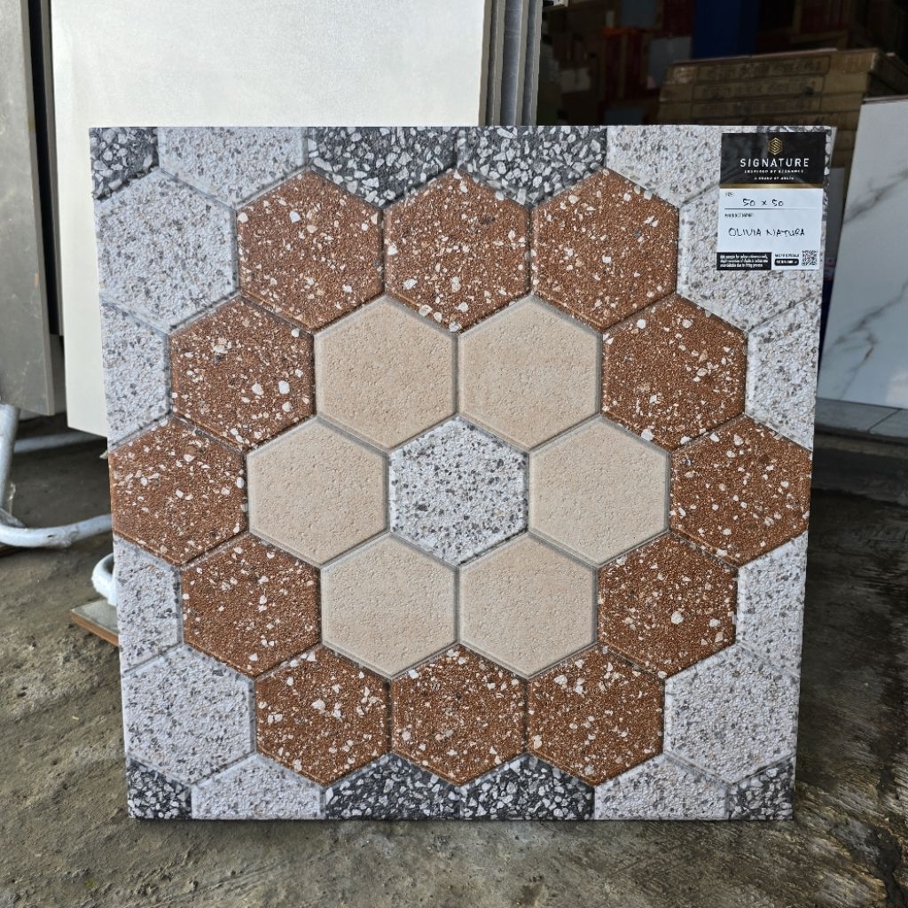 Keramik Lantai Decoratip Kasar Mulia Signature 50x50 OLIVIA NATURA