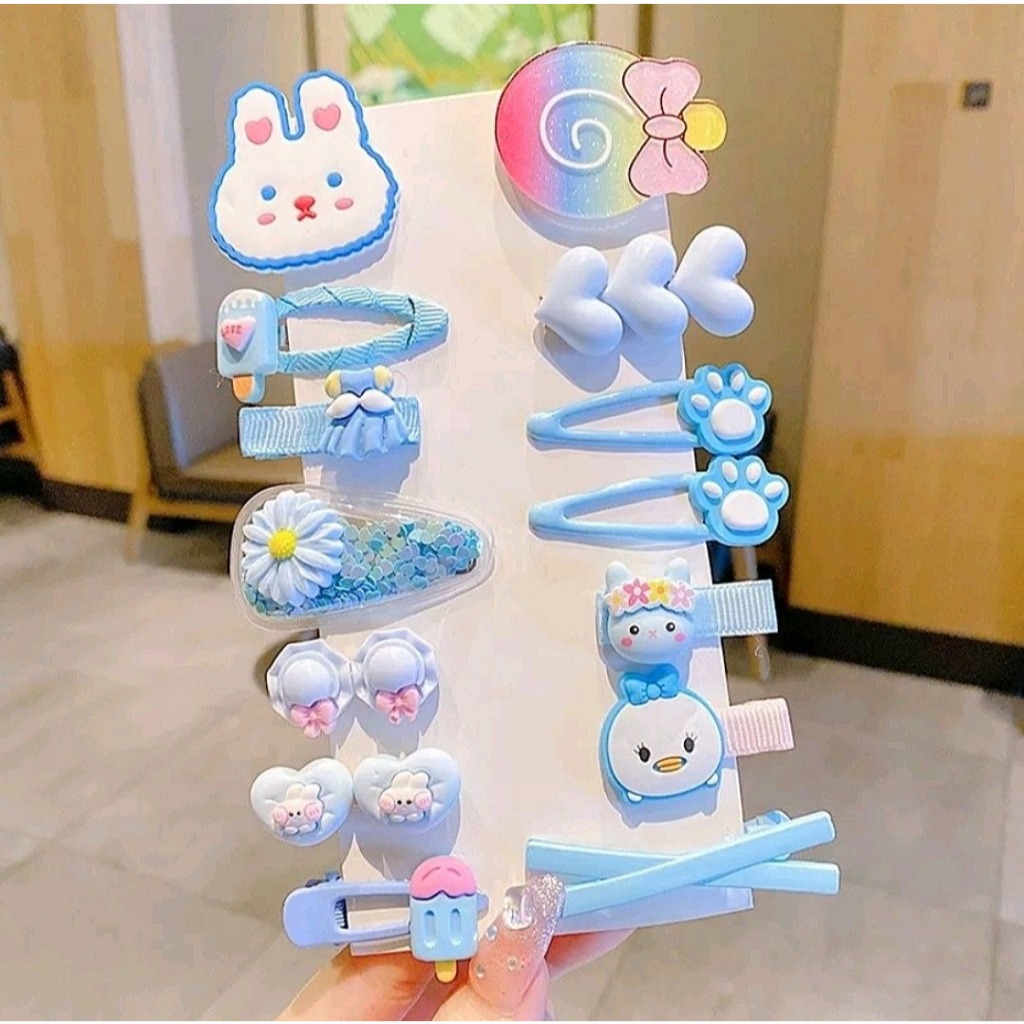 Jepit Rambut Anak Model Karakter 3D Lucu / Jepitan Rambut Anak Gaya Korea Biru