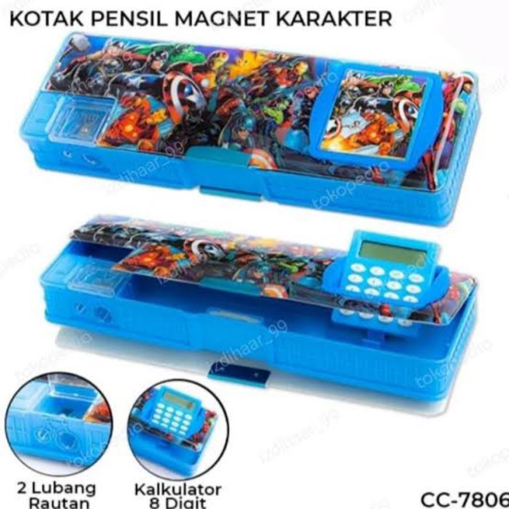 

kotak pensil magnet kalkulator plus serutan 2 lubang 1 pcs