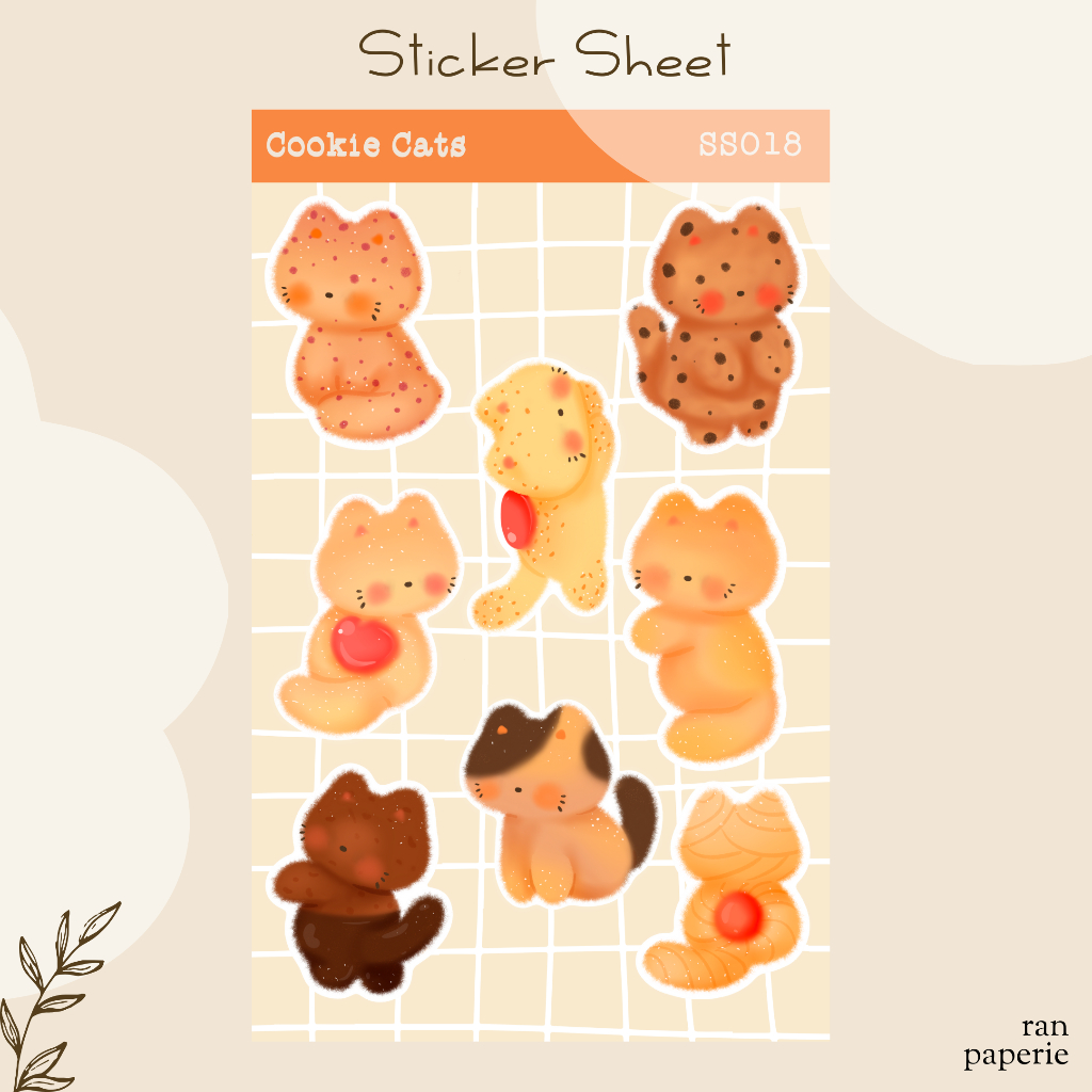 

Cookie Cats Sticker Sheet Stiker Jurnal Deco Journaling Bujo Journal Lucu Waterproof Tahan Air