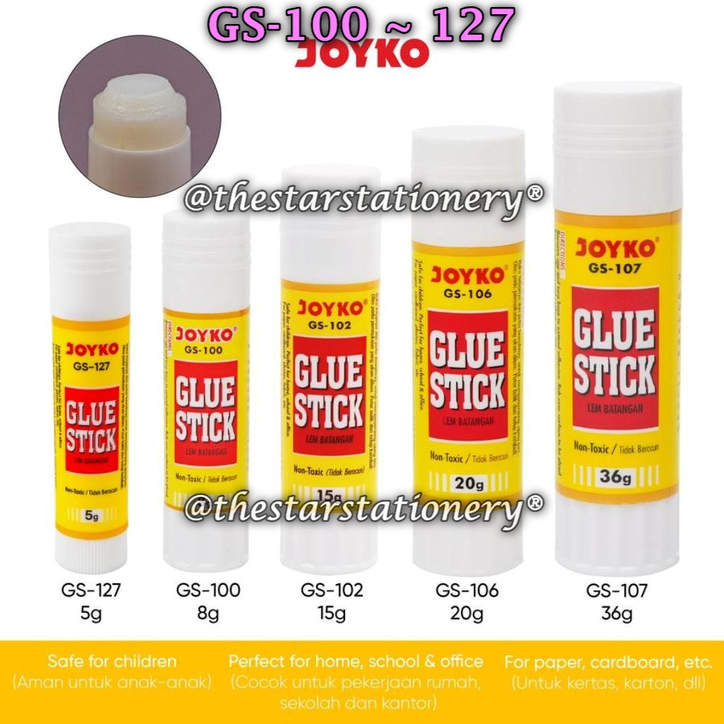 

(1 Biji) GABUNGAN Glue Stick Lem Kertas Batang JOYKO GS-100 GS-102 GS-106 GS-107 GS-127 (1 Biji)