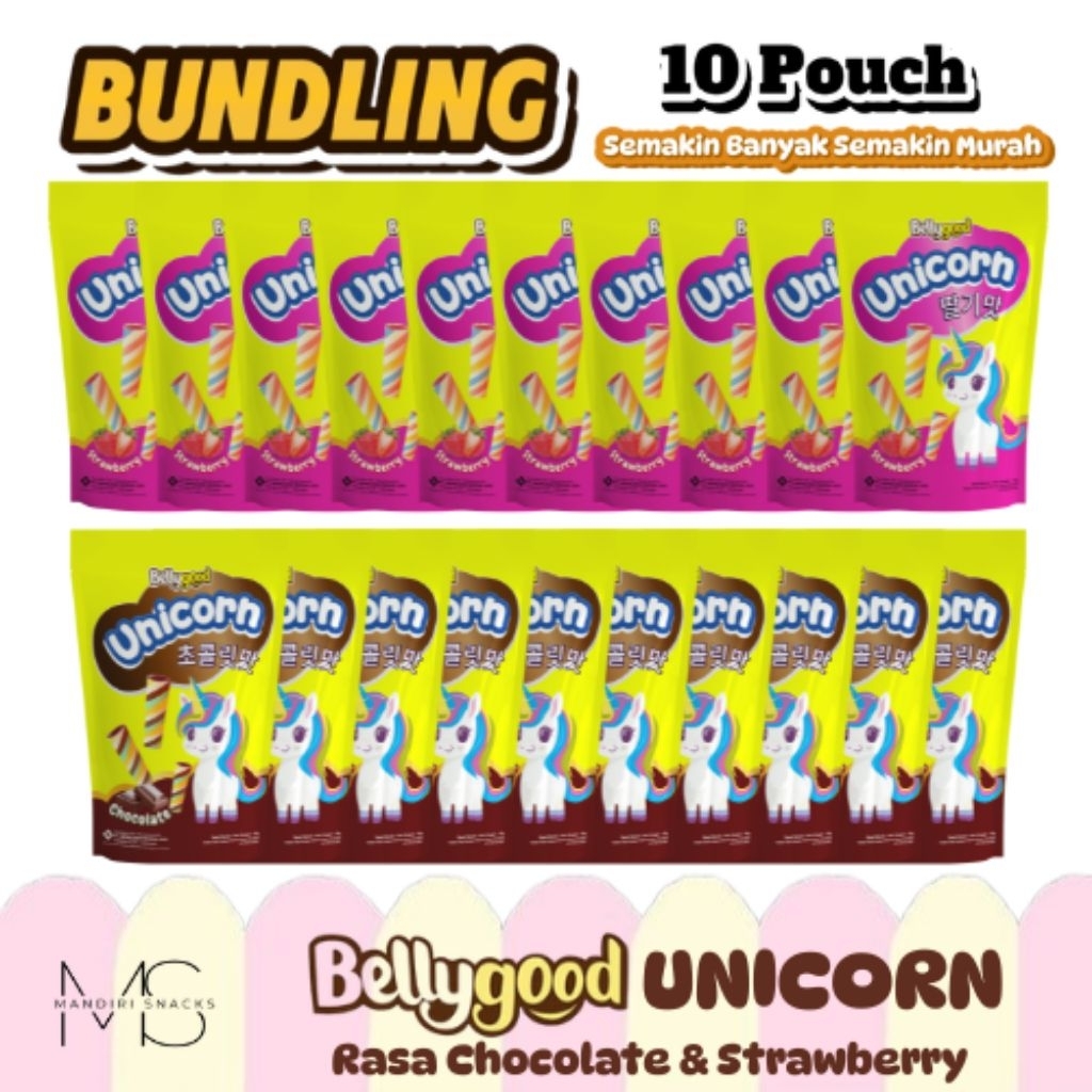 

[BUNDLING 10 POUCH] BELLYGOOD UNICORN Rasa Strawberry & Rasa Coklat Kemasan Pouch