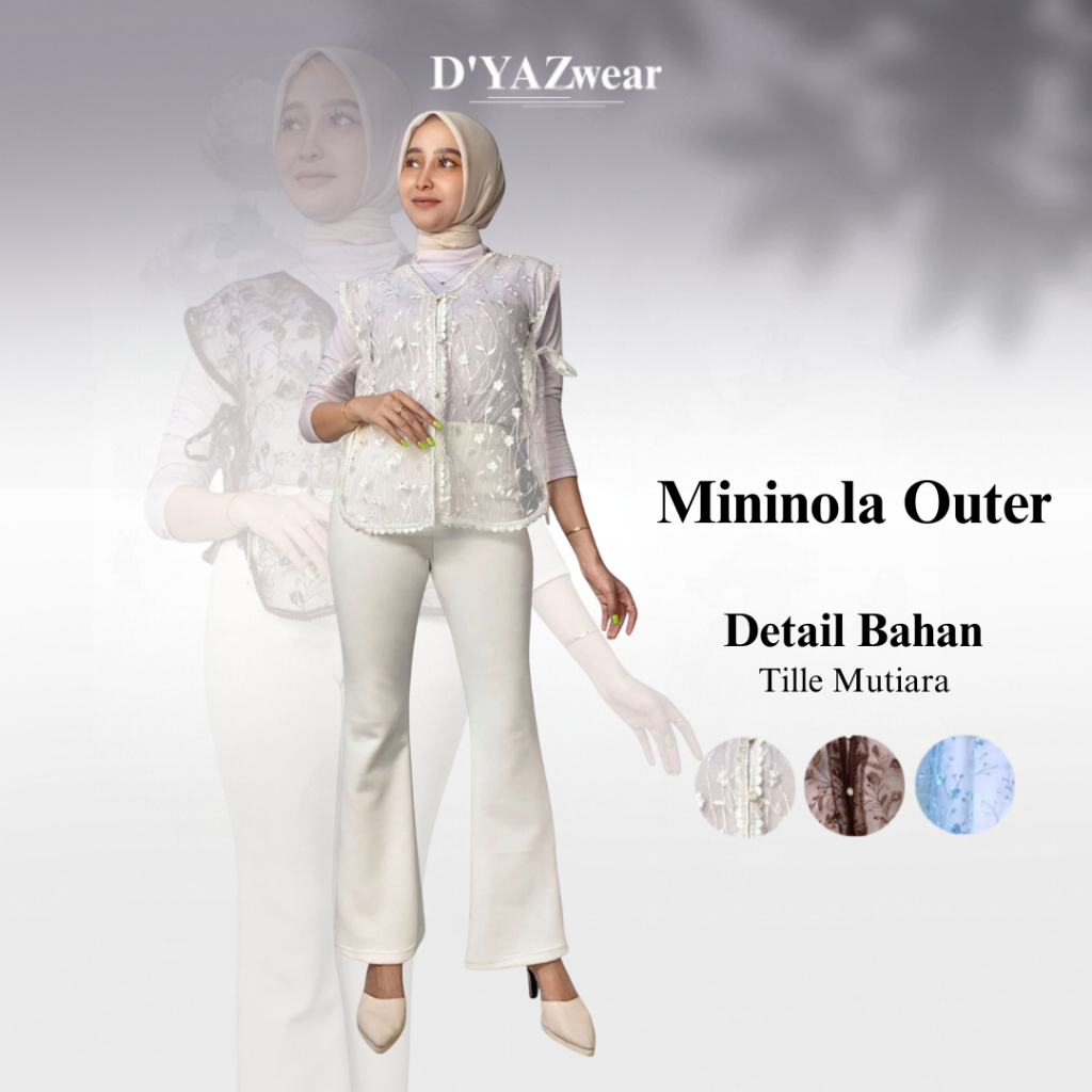 Mininola Outer Kondangan Tanpa Lengan Vest Brokat Bahan Tille Mutiara  Atasan Kebaya  Wanita Kekinia