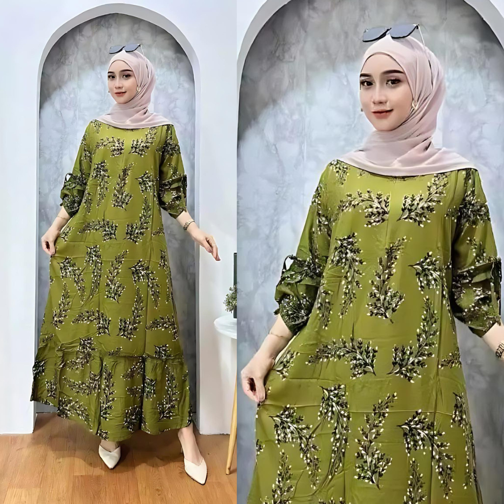 Gamis Dress Premium Polos Twill Ori Wanita Rayon Kancing Depan Busui Friendly