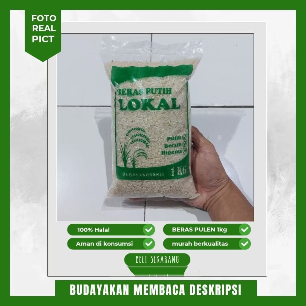 

[ Kemasan 1 Kilogram ] Beras Lokal Beras Kampung Kemasan Ekonomis