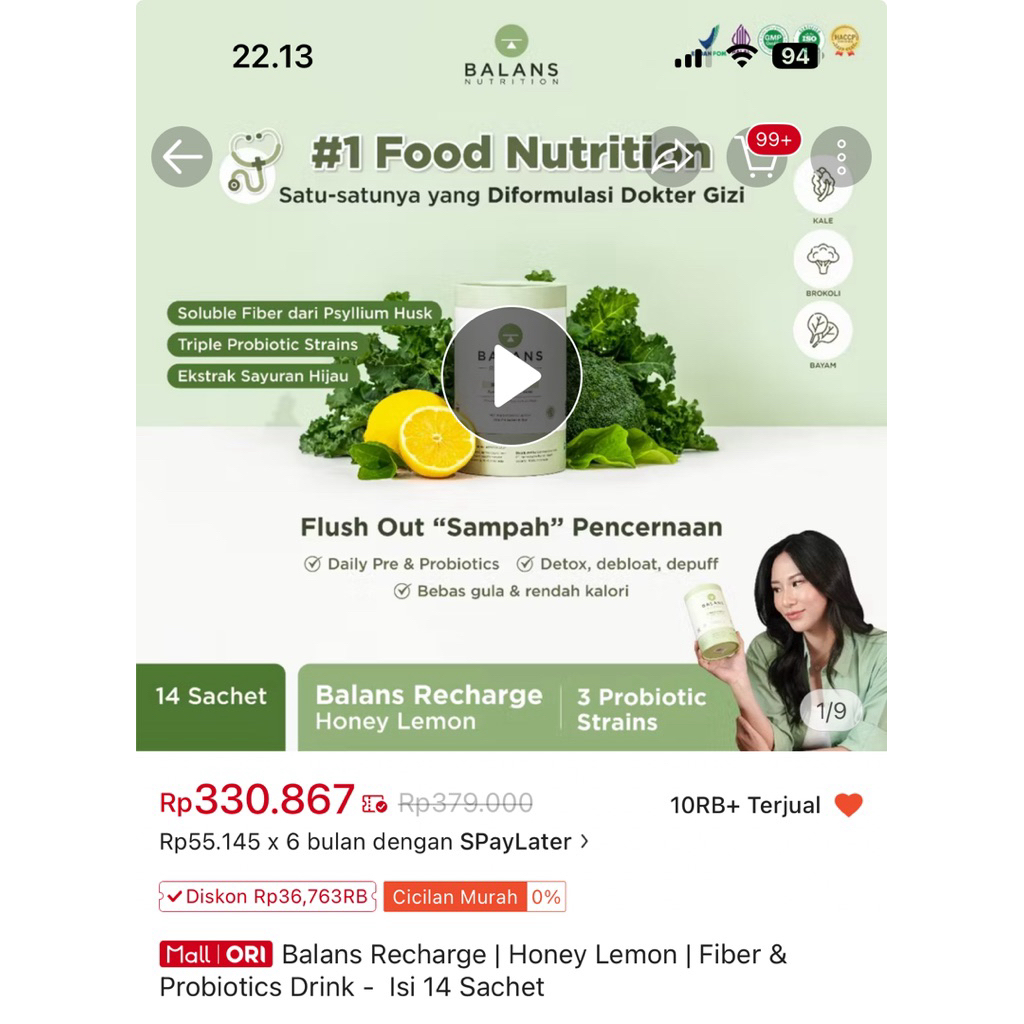 

Prelove Balans Honey Lemon