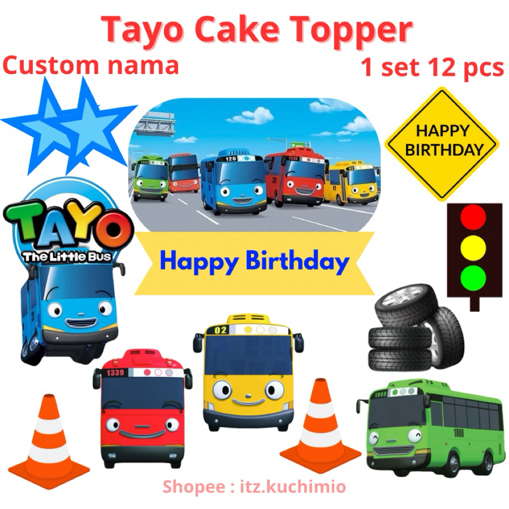 Cake topper Tayo The Little Bus toper ulang tahun happy birthday Tayo